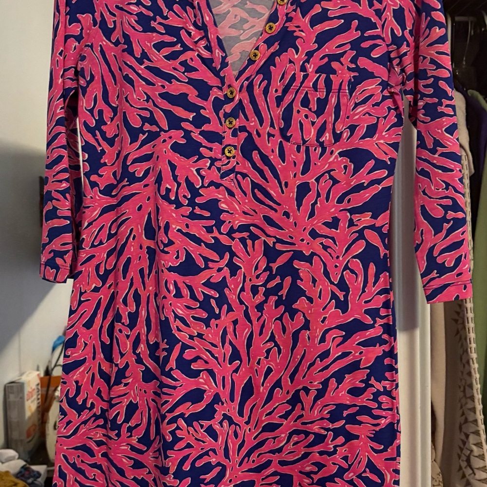 Lilly Pulitzer Pink and Blue Coral Alesia Dress Print Dress